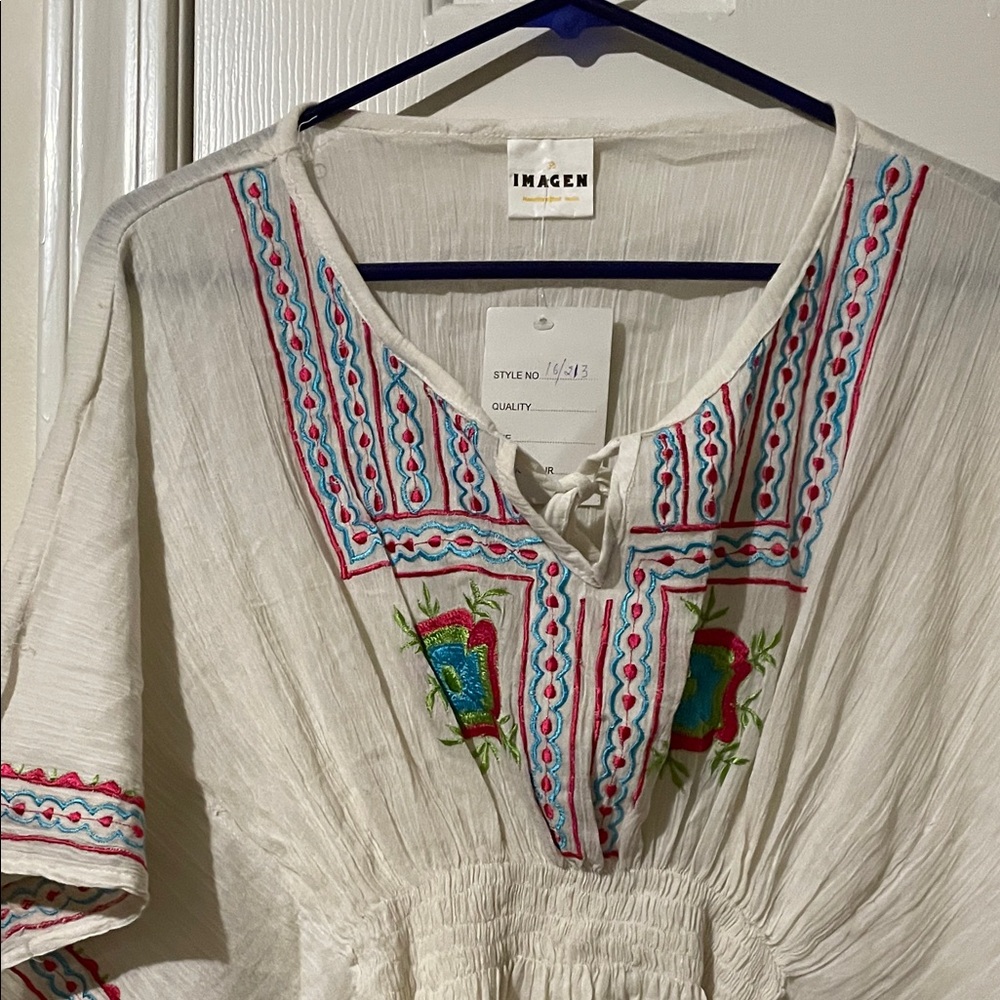 Embroidered White Women's Swim Coverup - Picture 11 of 11